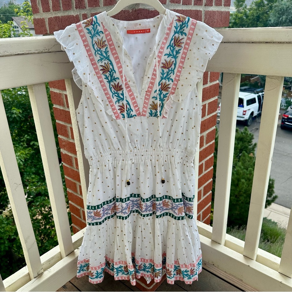 Oliphant Women’s Sleeveless Smocked Waist Jamali White Dress